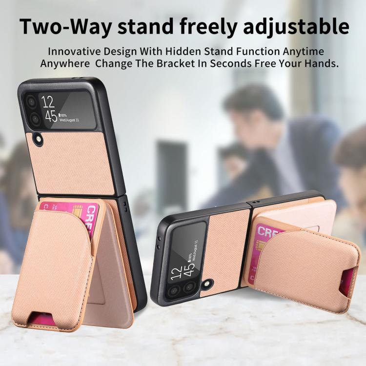 For Samsung Galaxy Z Flip3 5G Twill Fabric Leather Skin Card Bag Magnetic Back Phone Case