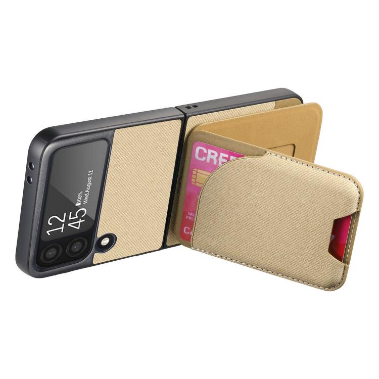 For Samsung Galaxy Z Flip3 5G Twill Fabric Leather Skin Card Bag Magnetic Back Phone Case
