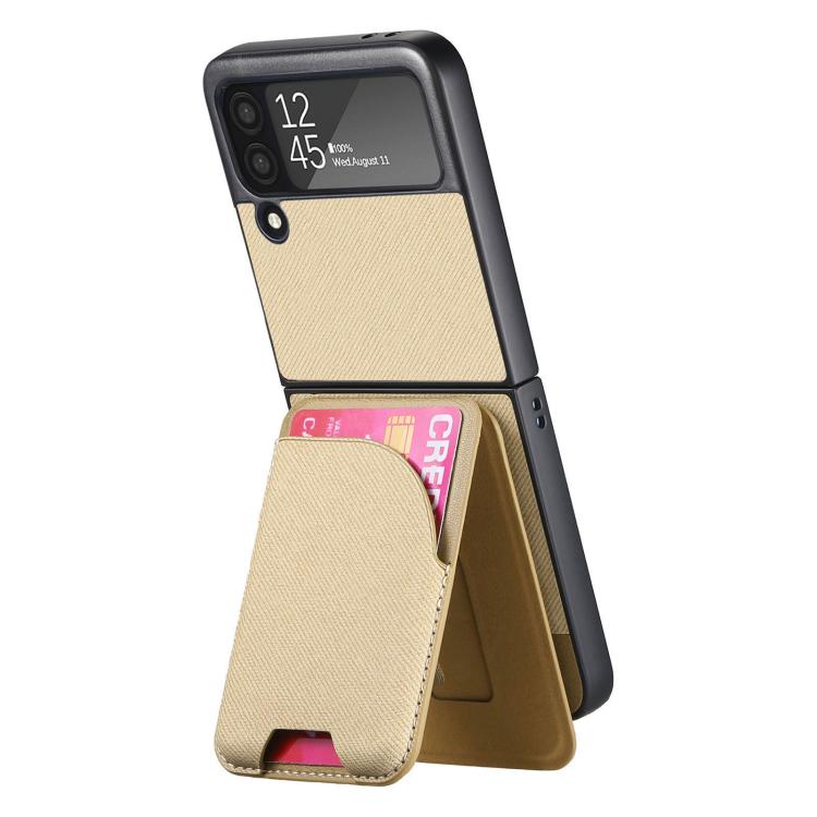 For Samsung Galaxy Z Flip3 5G Twill Fabric Leather Skin Card Bag Magnetic Back Phone Case