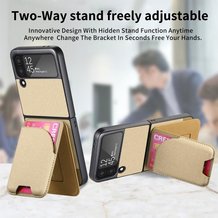 For Samsung Galaxy Z Flip3 5G Twill Fabric Leather Skin Card Bag Magnetic Back Phone Case