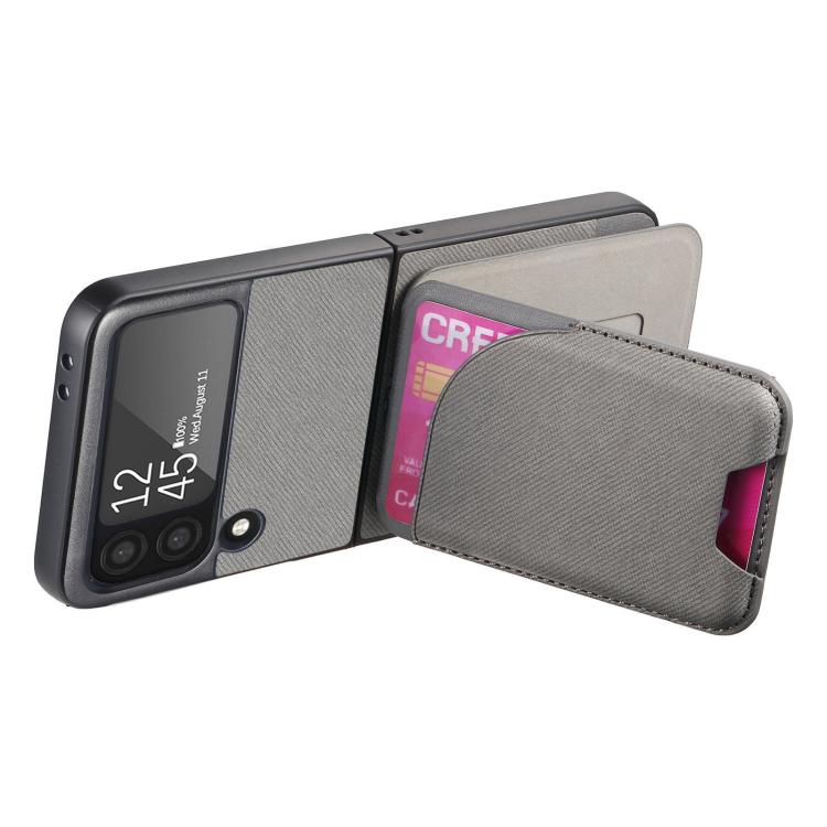 For Samsung Galaxy Z Flip3 5G Twill Fabric Leather Skin Card Bag Magnetic Back Phone Case