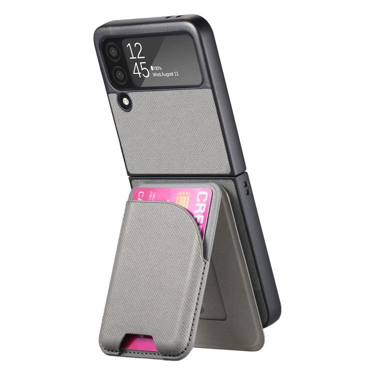 For Samsung Galaxy Z Flip3 5G Twill Fabric Leather Skin Card Bag Magnetic Back Phone Case