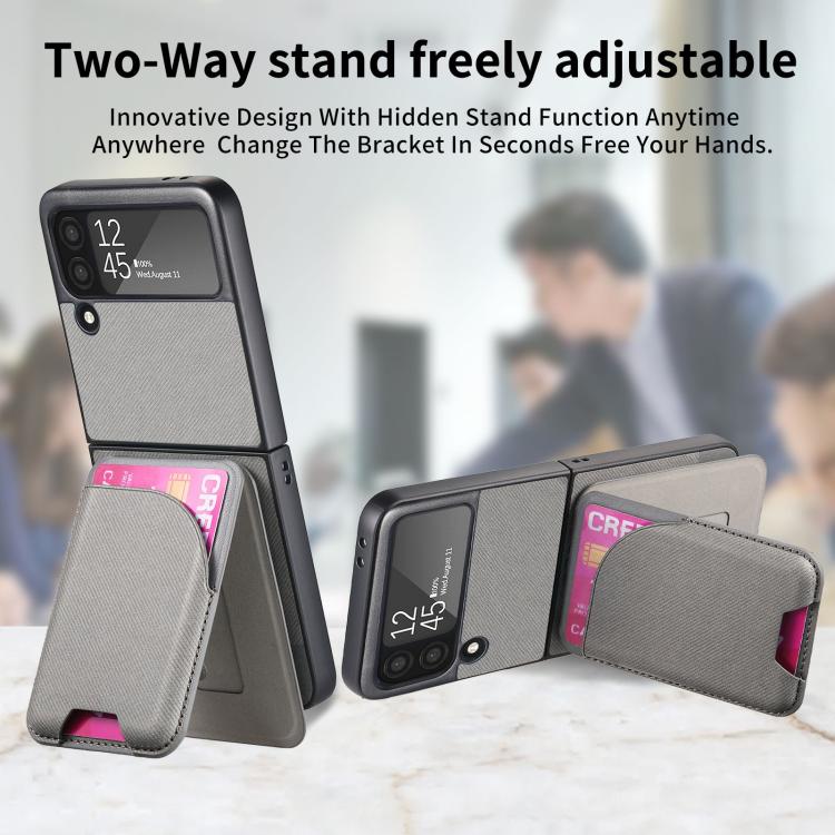 For Samsung Galaxy Z Flip3 5G Twill Fabric Leather Skin Card Bag Magnetic Back Phone Case