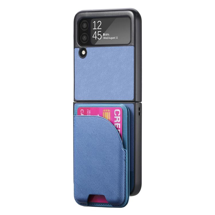 For Samsung Galaxy Z Flip3 5G Twill Fabric Leather Skin Card Bag Magnetic Back Phone Case