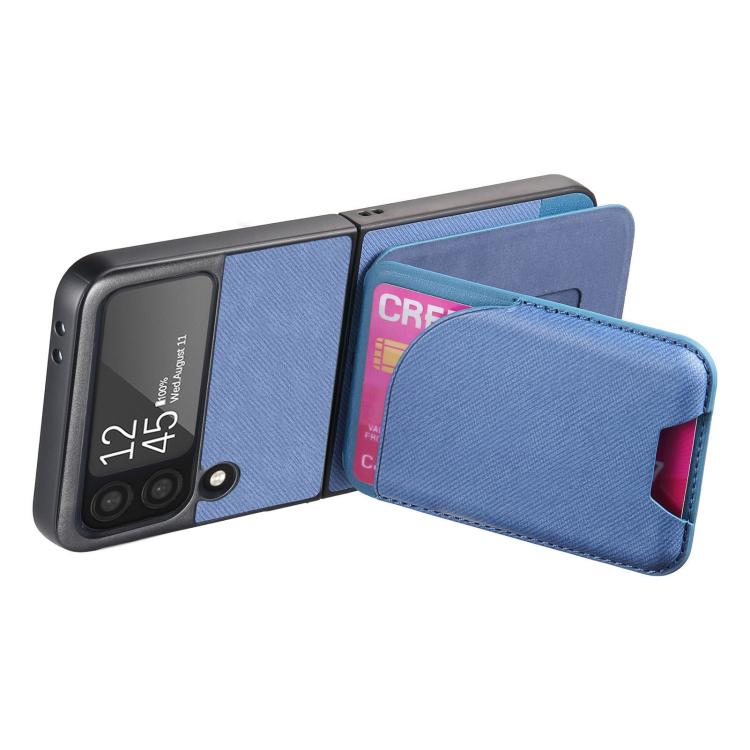 For Samsung Galaxy Z Flip3 5G Twill Fabric Leather Skin Card Bag Magnetic Back Phone Case
