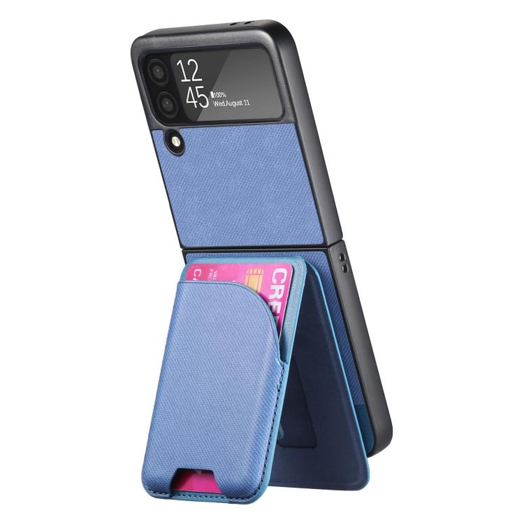 For Samsung Galaxy Z Flip3 5G Twill Fabric Leather Skin Card Bag Magnetic Back Phone Case