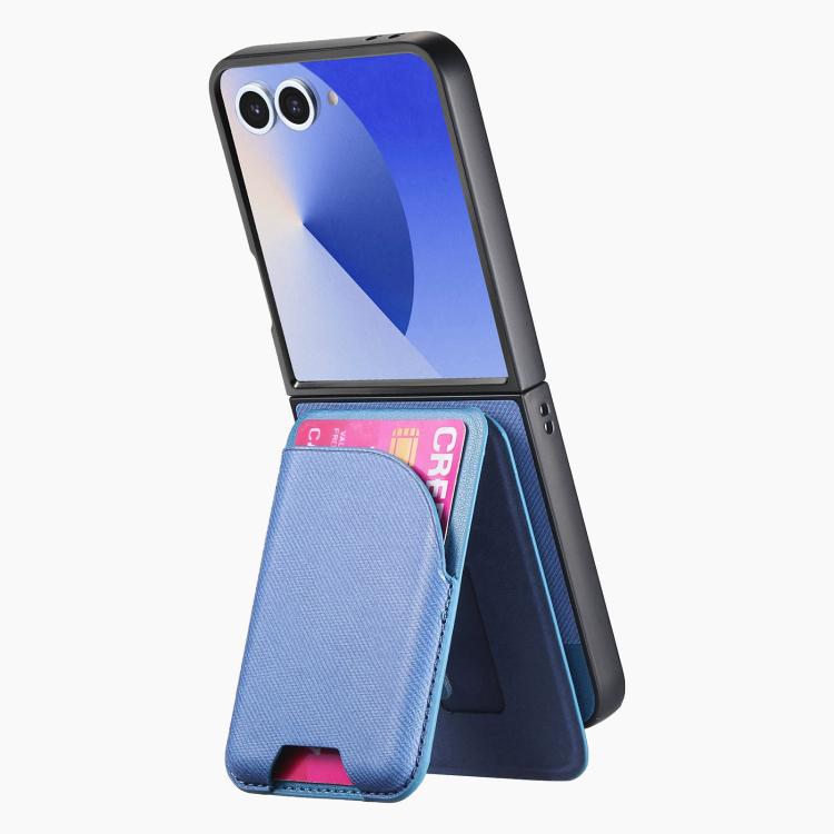 For Samsung Galaxy Z Flip7 5G Twill Fabric Leather Skin Card Bag Magnetic Back Phone Case