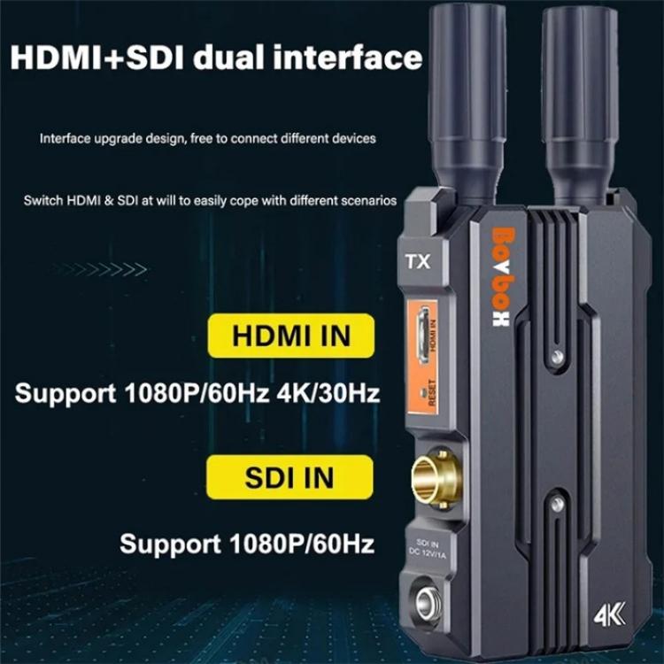 BOVBOX 098 For DSLR Cameras 4K HD Wireless Extender SDI HDMI Dual Interface Video Monitor, Plug:US Plug