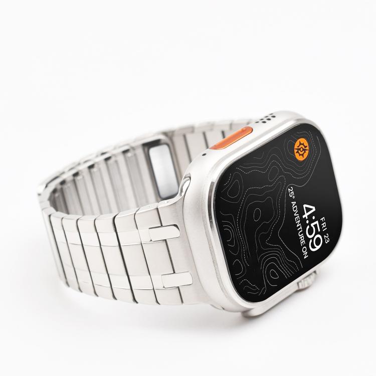 For Apple Watch 46mm / 49mm / 45mm / 44mm One Bead Magnetic Milan Stainless Steel Watch Band