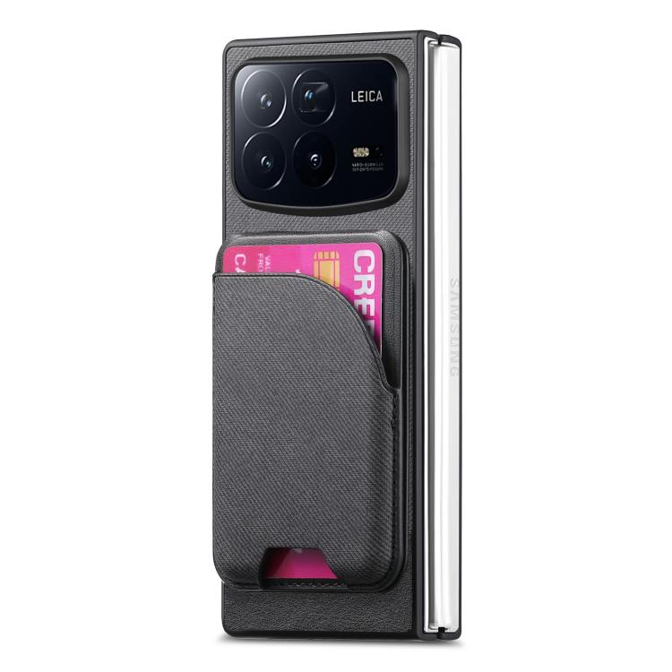 For Xiaomi Mix Fold 4 Twill Fabric Leather Skin Card Bag Magnetic Back Phone Case