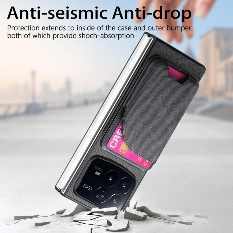 For Xiaomi Mix Fold 4 Twill Fabric Leather Skin Card Bag Magnetic Back Phone Case