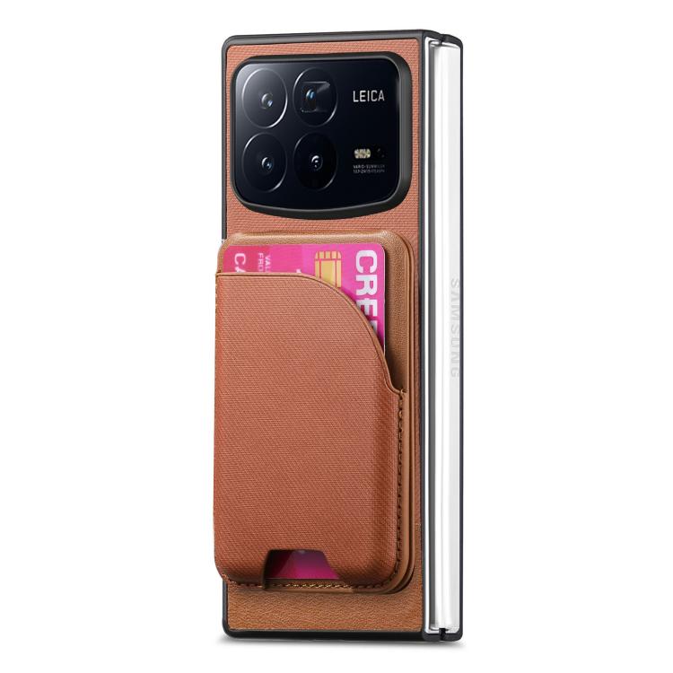 For Xiaomi Mix Fold 4 Twill Fabric Leather Skin Card Bag Magnetic Back Phone Case
