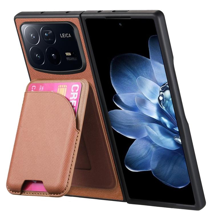 For Xiaomi Mix Fold 4 Twill Fabric Leather Skin Card Bag Magnetic Back Phone Case