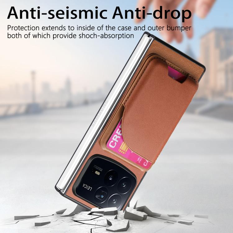 For Xiaomi Mix Fold 4 Twill Fabric Leather Skin Card Bag Magnetic Back Phone Case