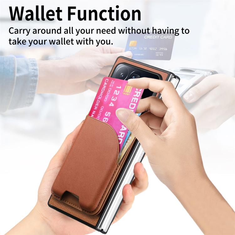 For Xiaomi Mix Fold 4 Twill Fabric Leather Skin Card Bag Magnetic Back Phone Case