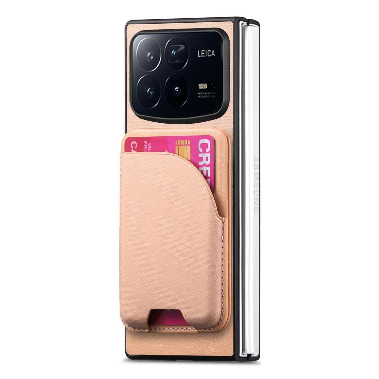 For Xiaomi Mix Fold 4 Twill Fabric Leather Skin Card Bag Magnetic Back Phone Case