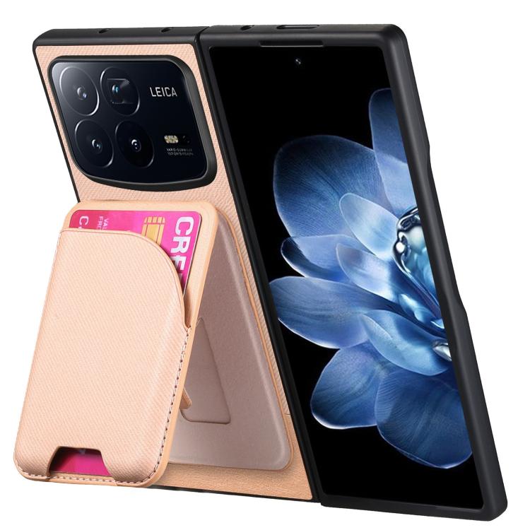 For Xiaomi Mix Fold 4 Twill Fabric Leather Skin Card Bag Magnetic Back Phone Case