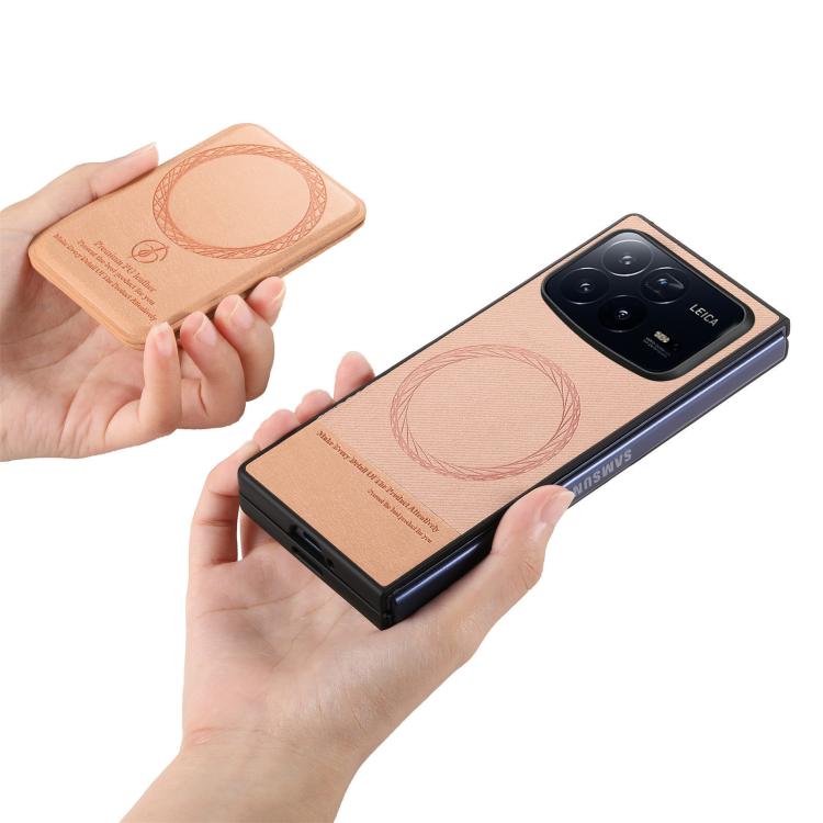 For Xiaomi Mix Fold 4 Twill Fabric Leather Skin Card Bag Magnetic Back Phone Case