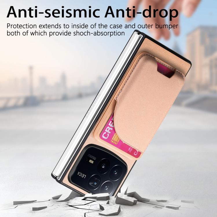 For Xiaomi Mix Fold 4 Twill Fabric Leather Skin Card Bag Magnetic Back Phone Case