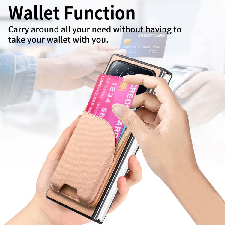 For Xiaomi Mix Fold 4 Twill Fabric Leather Skin Card Bag Magnetic Back Phone Case
