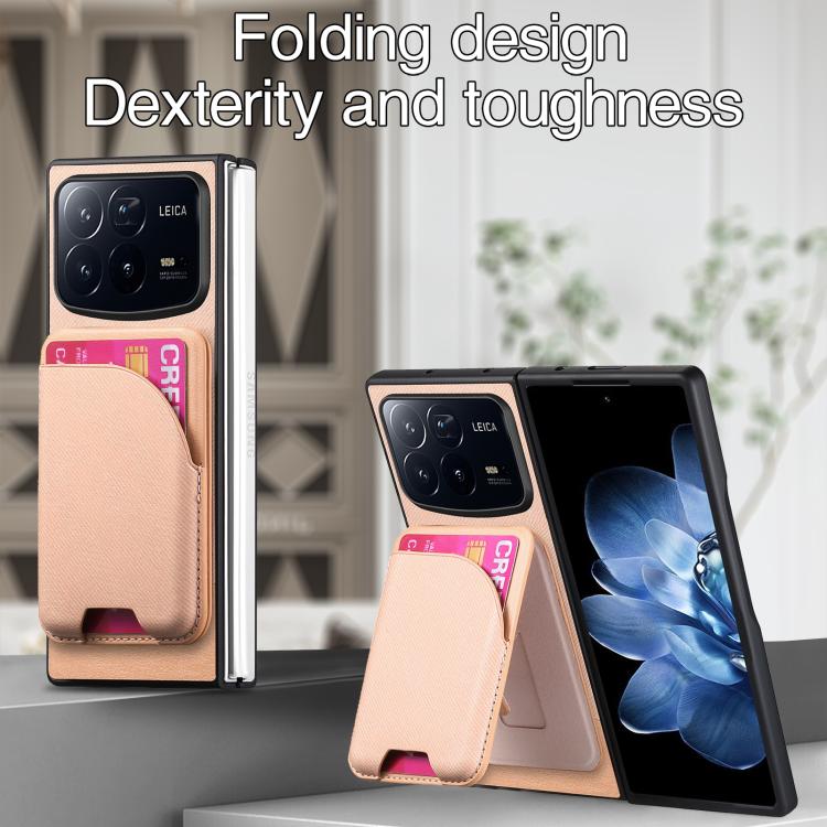 For Xiaomi Mix Fold 4 Twill Fabric Leather Skin Card Bag Magnetic Back Phone Case