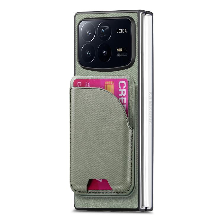 For Xiaomi Mix Fold 4 Twill Fabric Leather Skin Card Bag Magnetic Back Phone Case