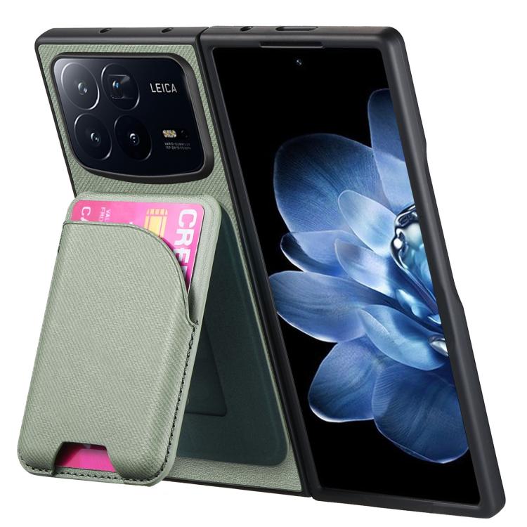 For Xiaomi Mix Fold 4 Twill Fabric Leather Skin Card Bag Magnetic Back Phone Case
