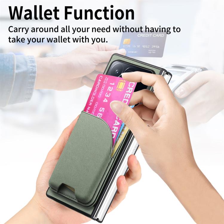 For Xiaomi Mix Fold 4 Twill Fabric Leather Skin Card Bag Magnetic Back Phone Case