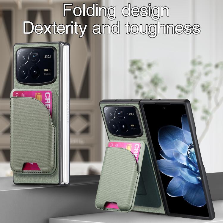 For Xiaomi Mix Fold 4 Twill Fabric Leather Skin Card Bag Magnetic Back Phone Case