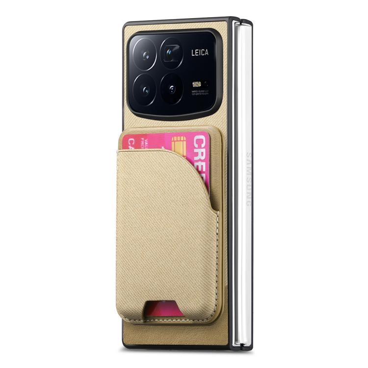 For Xiaomi Mix Fold 4 Twill Fabric Leather Skin Card Bag Magnetic Back Phone Case