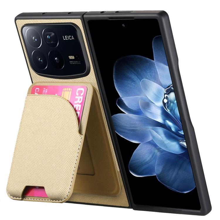 For Xiaomi Mix Fold 4 Twill Fabric Leather Skin Card Bag Magnetic Back Phone Case