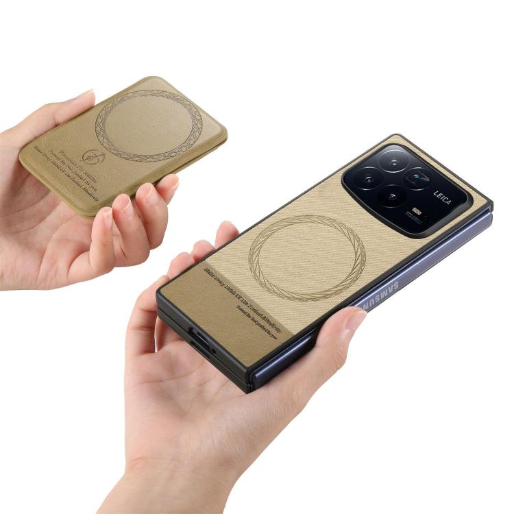 For Xiaomi Mix Fold 4 Twill Fabric Leather Skin Card Bag Magnetic Back Phone Case