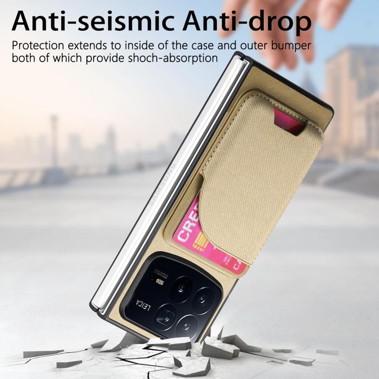 For Xiaomi Mix Fold 4 Twill Fabric Leather Skin Card Bag Magnetic Back Phone Case