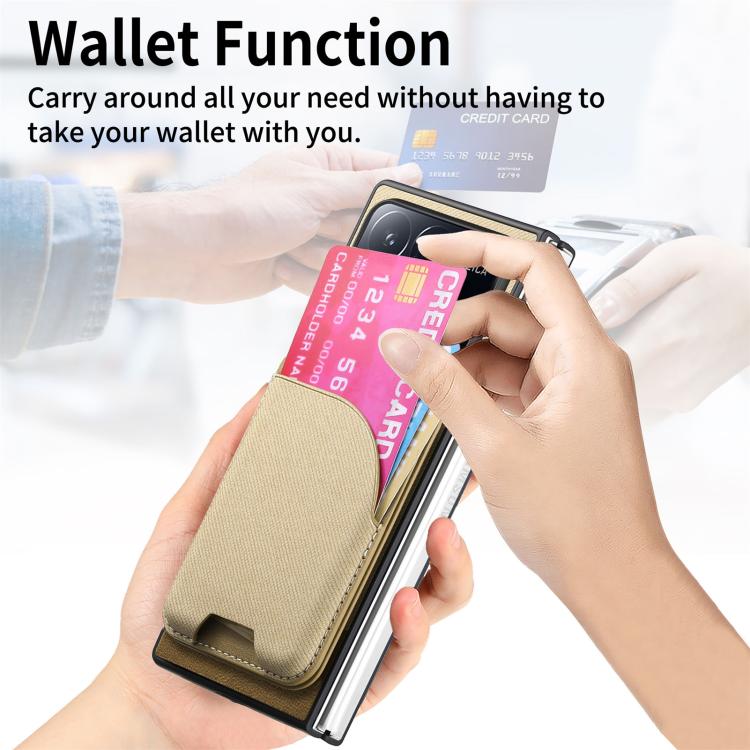 For Xiaomi Mix Fold 4 Twill Fabric Leather Skin Card Bag Magnetic Back Phone Case