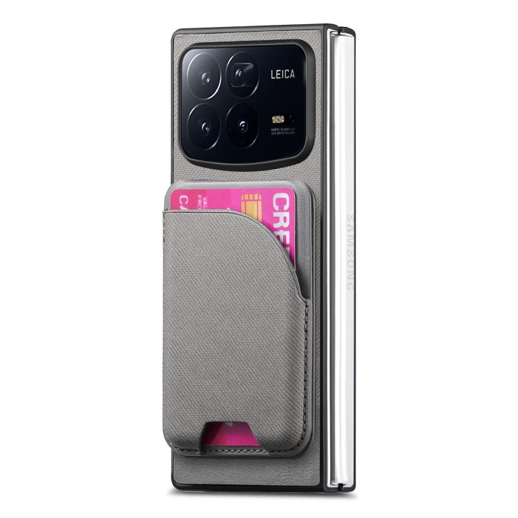 For Xiaomi Mix Fold 4 Twill Fabric Leather Skin Card Bag Magnetic Back Phone Case