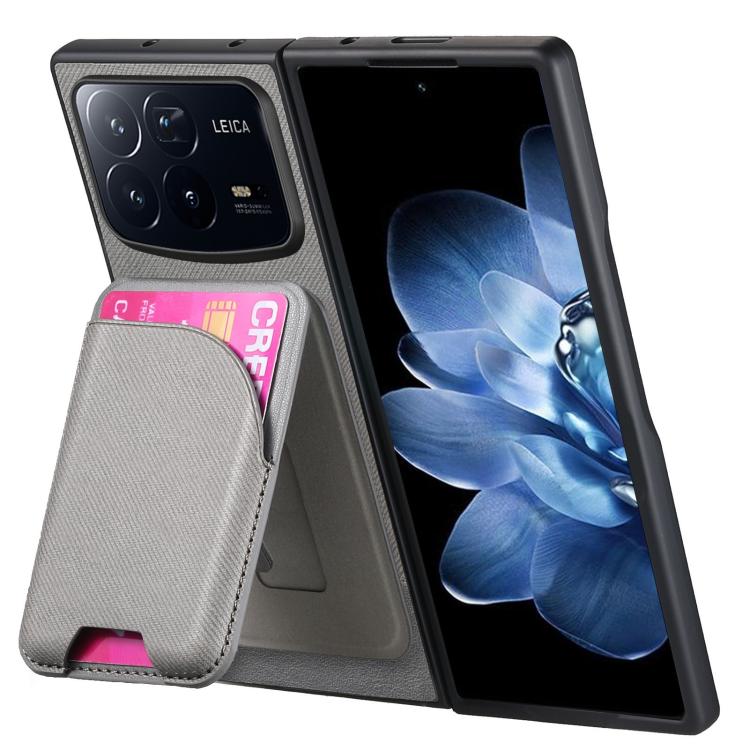 For Xiaomi Mix Fold 4 Twill Fabric Leather Skin Card Bag Magnetic Back Phone Case