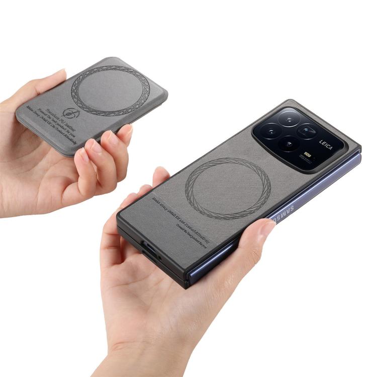 For Xiaomi Mix Fold 4 Twill Fabric Leather Skin Card Bag Magnetic Back Phone Case
