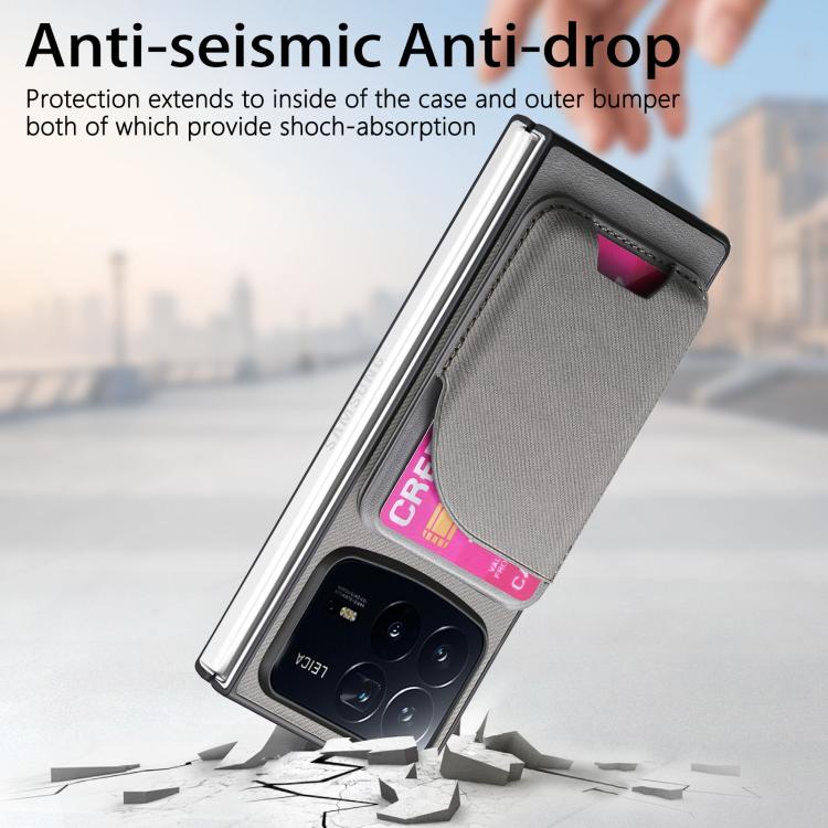 For Xiaomi Mix Fold 4 Twill Fabric Leather Skin Card Bag Magnetic Back Phone Case