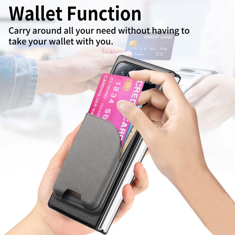 For Xiaomi Mix Fold 4 Twill Fabric Leather Skin Card Bag Magnetic Back Phone Case