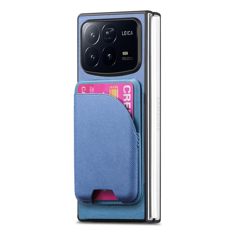 For Xiaomi Mix Fold 4 Twill Fabric Leather Skin Card Bag Magnetic Back Phone Case