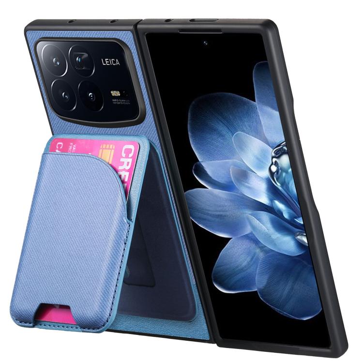 For Xiaomi Mix Fold 4 Twill Fabric Leather Skin Card Bag Magnetic Back Phone Case