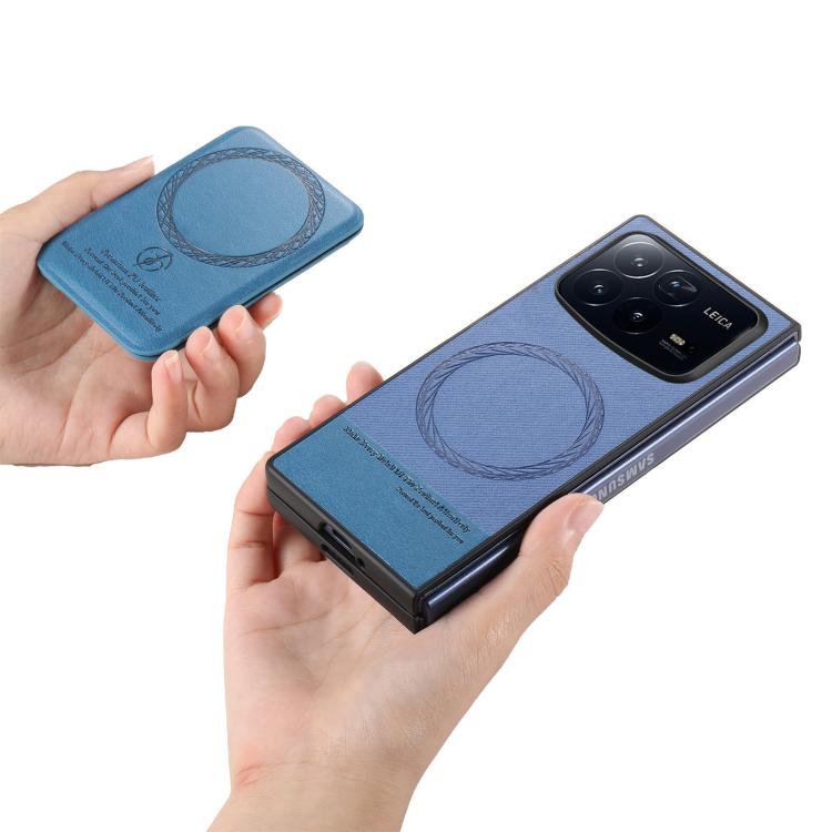 For Xiaomi Mix Fold 4 Twill Fabric Leather Skin Card Bag Magnetic Back Phone Case