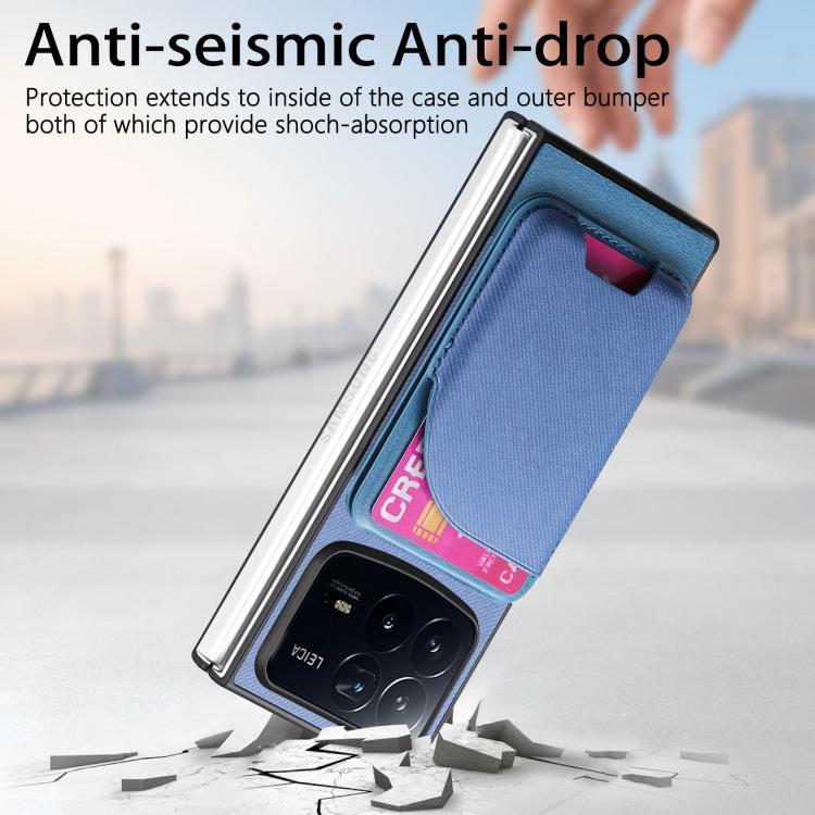 For Xiaomi Mix Fold 4 Twill Fabric Leather Skin Card Bag Magnetic Back Phone Case