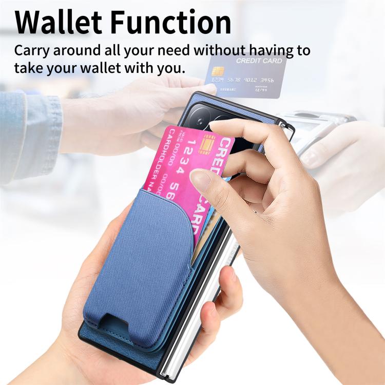 For Xiaomi Mix Fold 4 Twill Fabric Leather Skin Card Bag Magnetic Back Phone Case