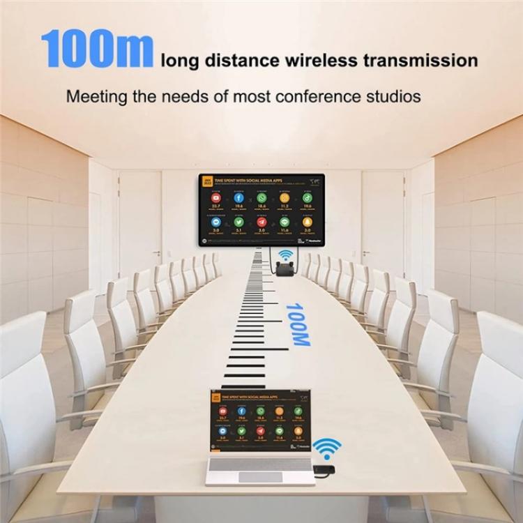 BOVBOX 091-HD Conference Use 100M Wireless WiFi HDMI Extender Video Transmitter Receiver, Plug:EU Plug