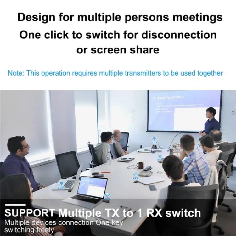 BOVBOX 091-HD Conference Use 100M Wireless WiFi HDMI Extender Video Transmitter Receiver, Plug:UK Plug
