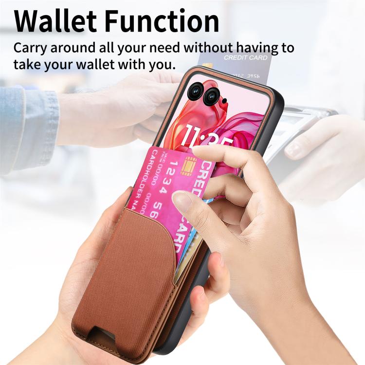 For Motorola Razr 50 Ultra Twill Fabric Leather Skin Card Bag Magnetic Back Phone Case