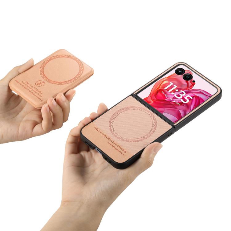 For Motorola Razr 50 Ultra Twill Fabric Leather Skin Card Bag Magnetic Back Phone Case