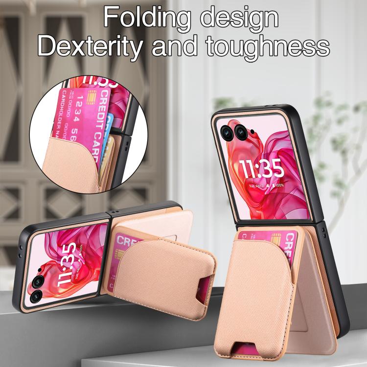 For Motorola Razr 50 Ultra Twill Fabric Leather Skin Card Bag Magnetic Back Phone Case