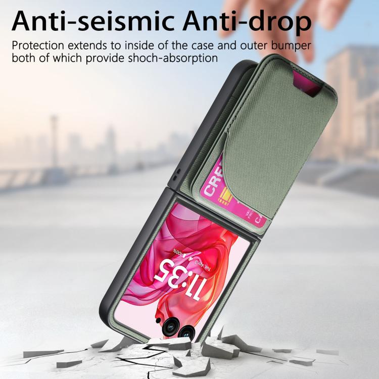 For Motorola Razr 50 Ultra Twill Fabric Leather Skin Card Bag Magnetic Back Phone Case
